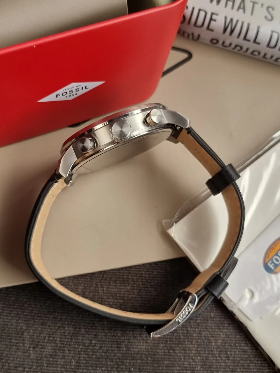 Fossil Rhett Black Quartz Leather Watch BQ2849 - Image 5