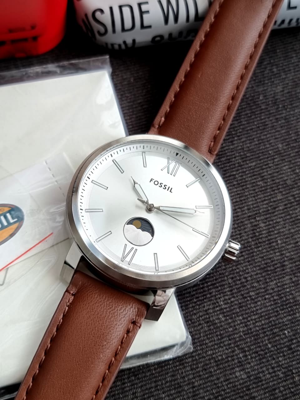 Fossil Rhett BQ2908 Men's Watch – Multifunction, Brown Leather Strap, Quartz