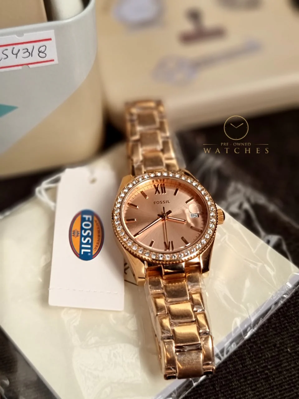 FOSSIL Scarlette Crystal Rose Dial Ladies Watch ES4318 - Image 2
