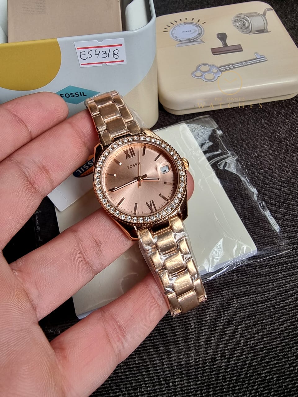 FOSSIL Scarlette Crystal Rose Dial Ladies Watch ES4318 - Image 3