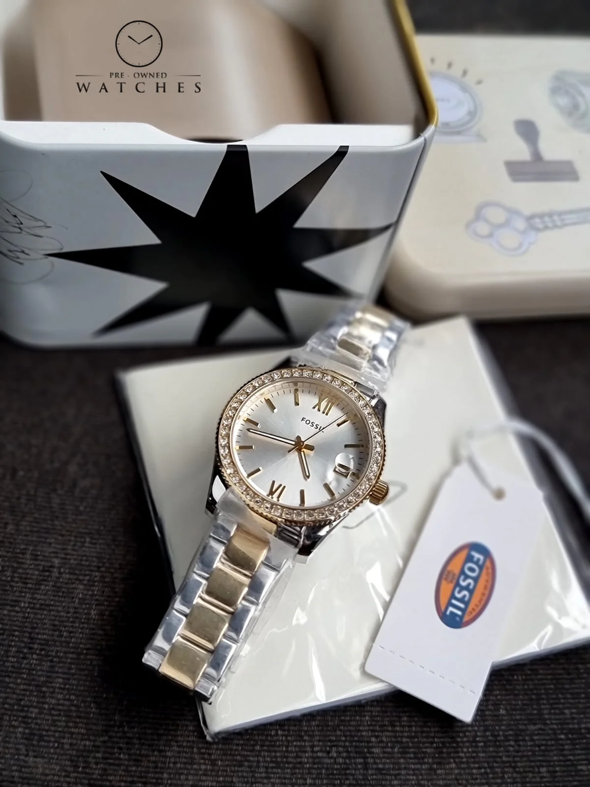 Fossil Scarlette Mini Three-Hand Date Two-Tone Stainless Steel Watch ES4319 - Image 3
