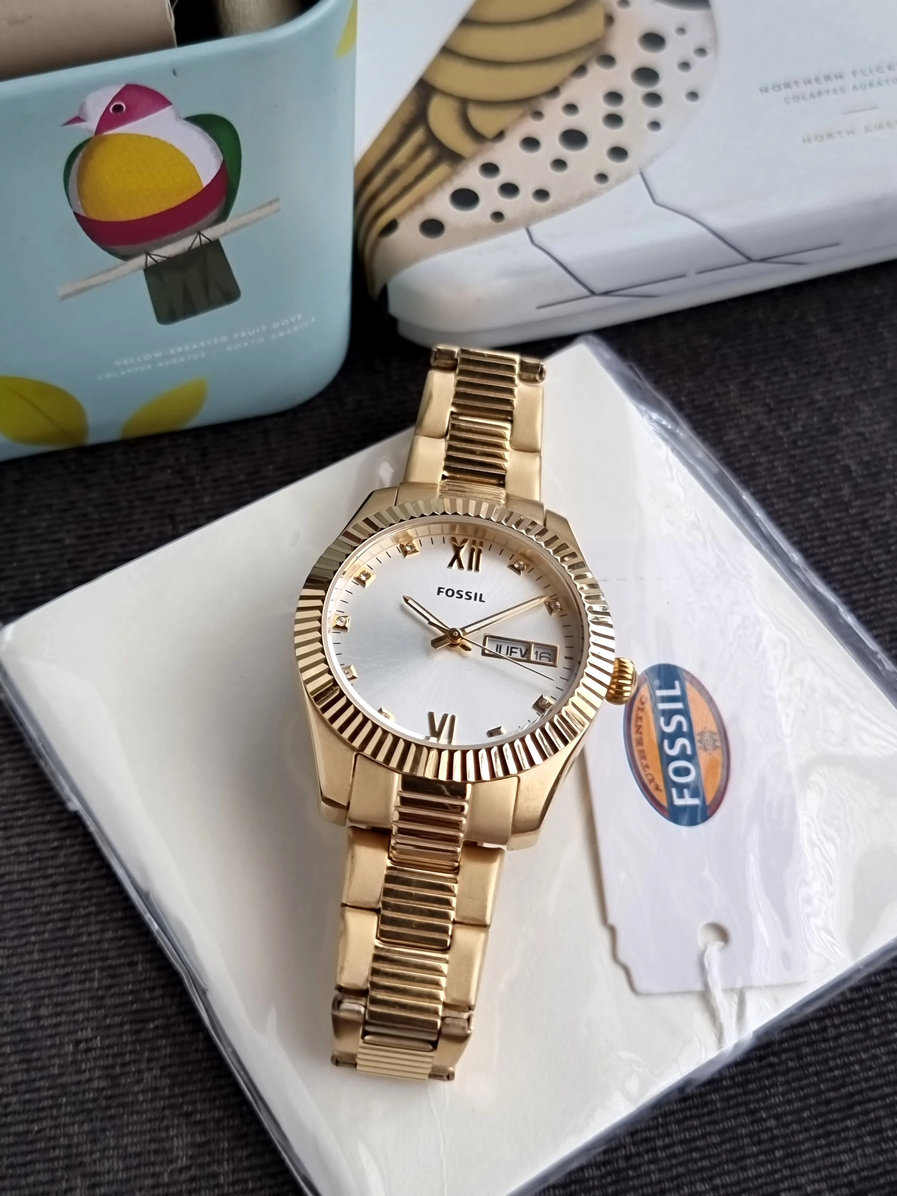 Fossil Scarlette Three-Hand Day-Date Gold-Tone Stainless Steel Watch ES5199 - Image 6