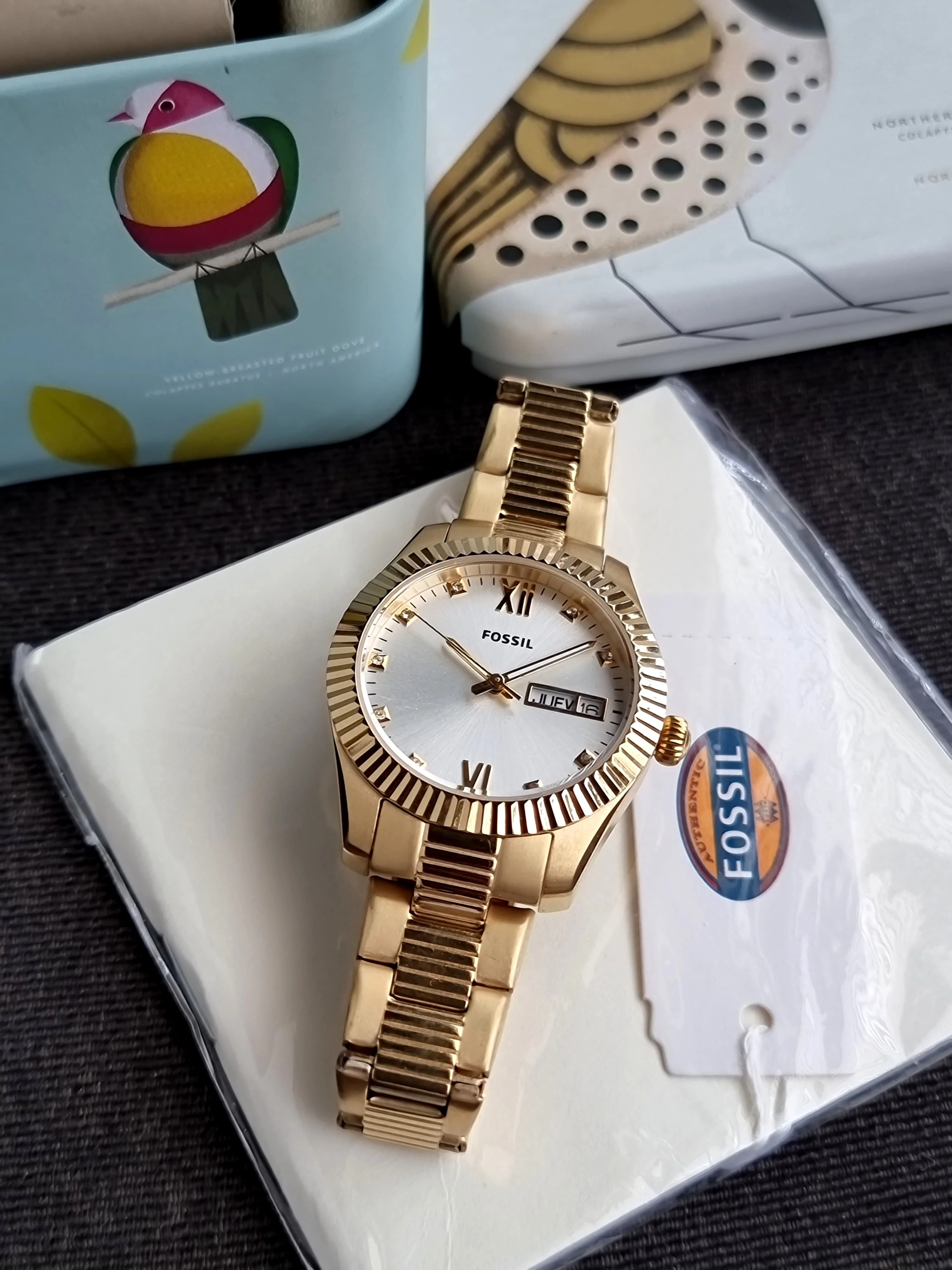 Fossil Scarlette Three-Hand Day-Date Gold-Tone Stainless Steel Watch ES5199 - Image 7