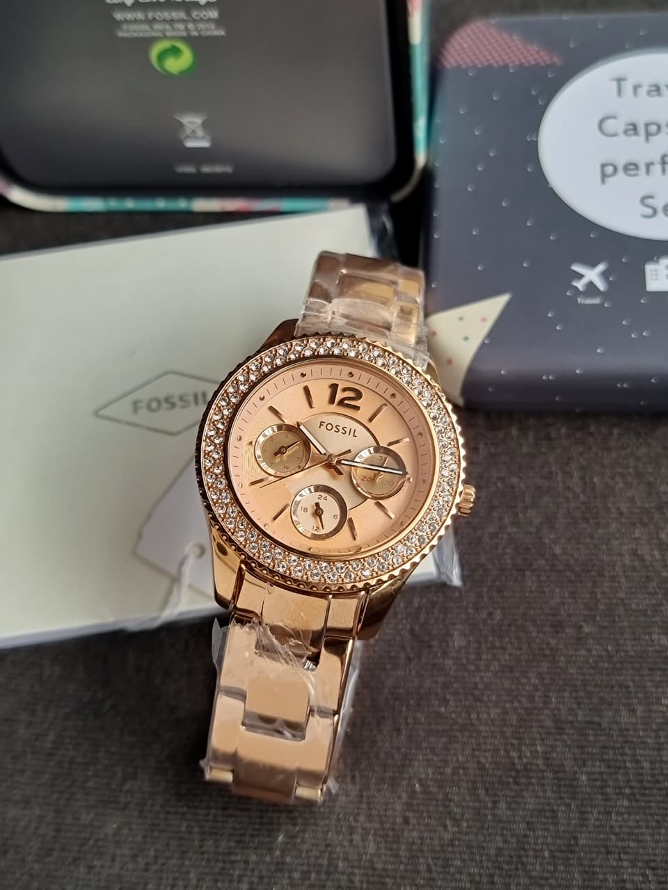 Fossil Stella Rose Gold Stainless Steel Rose Gold Dial Quartz Watch for Ladies - ES3590 - Image 3