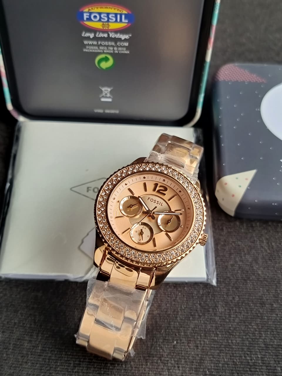 Fossil Stella Rose Gold Stainless Steel Rose Gold Dial Quartz Watch for Ladies - ES3590 - Image 6