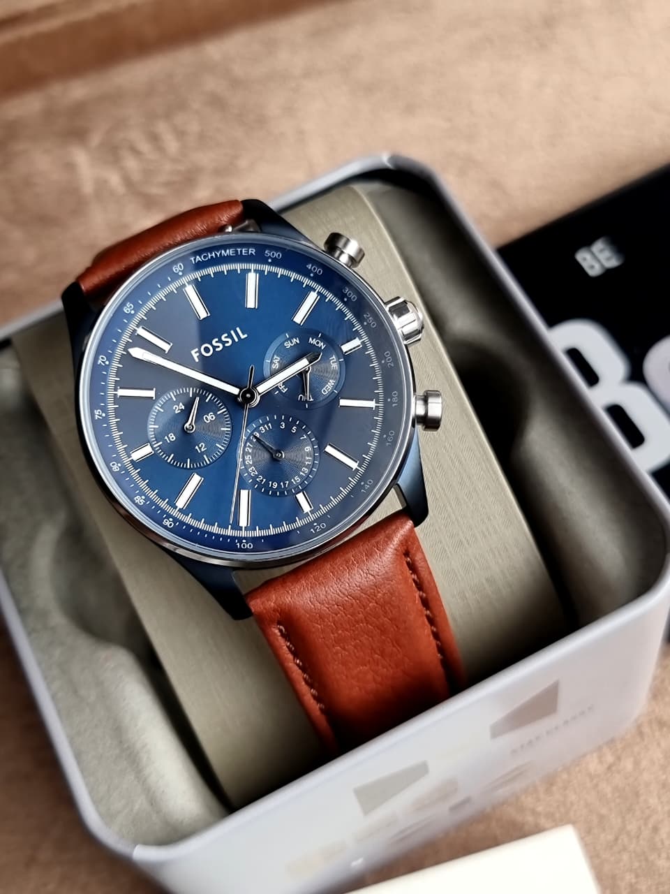 Fossil Sullivan Blue Dial Brown Leather Multifunction Men's Watch – BQ2512 - Image 4