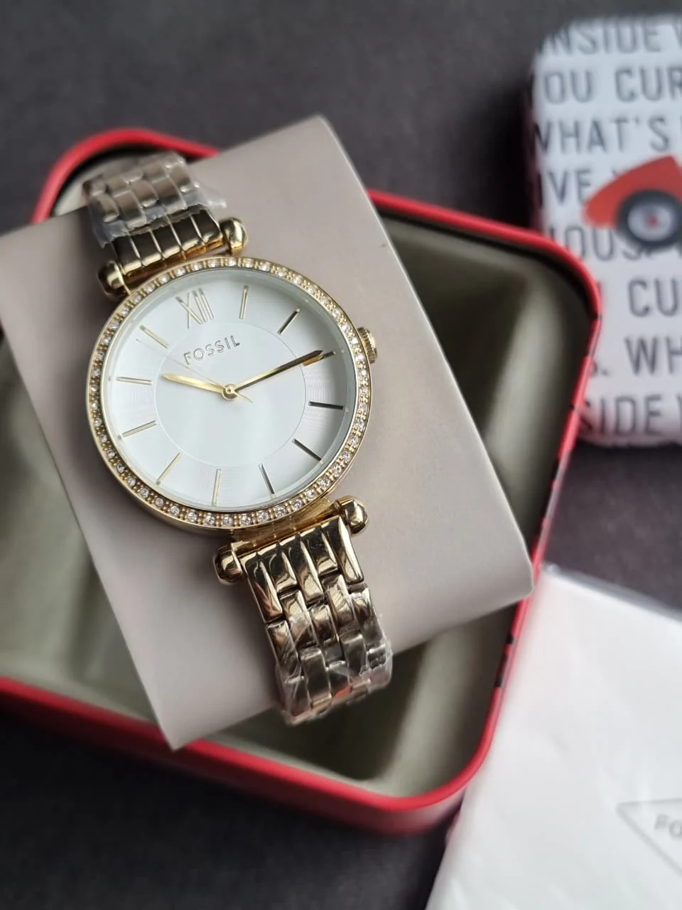 Fossil Tillie Gold Quartz Stainless Steel Watch BQ3498 (Without BOX)
