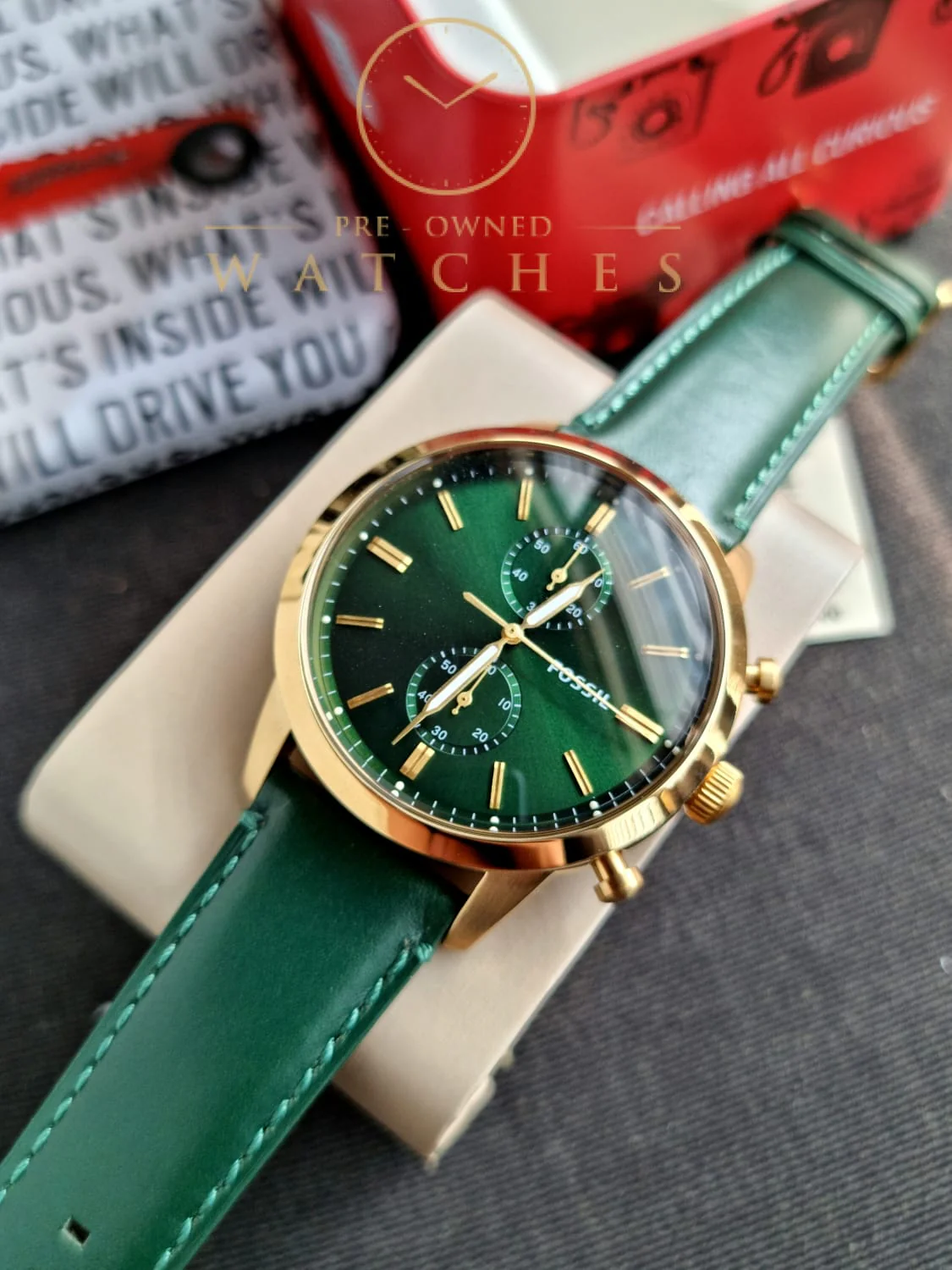 FOSSIL Townsman Chronograph Quartz Green Dial Men's Watch FS5599 - Image 2