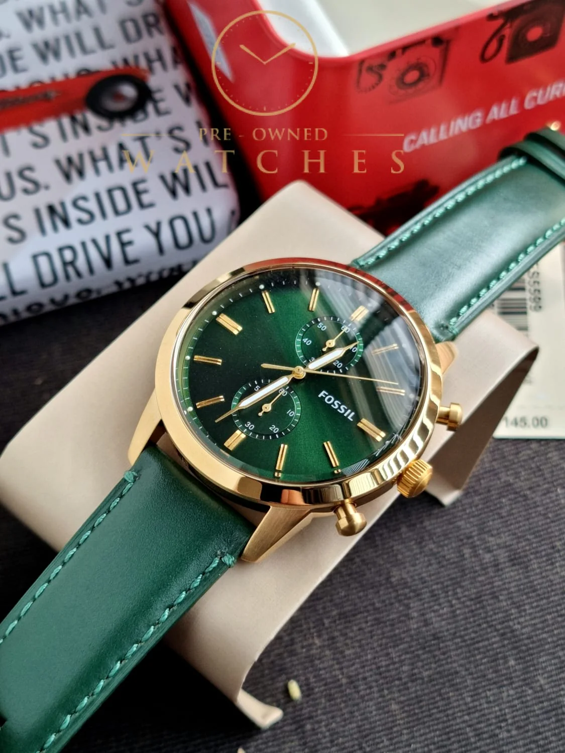 FOSSIL Townsman Chronograph Quartz Green Dial Men's Watch FS5599 - Image 6