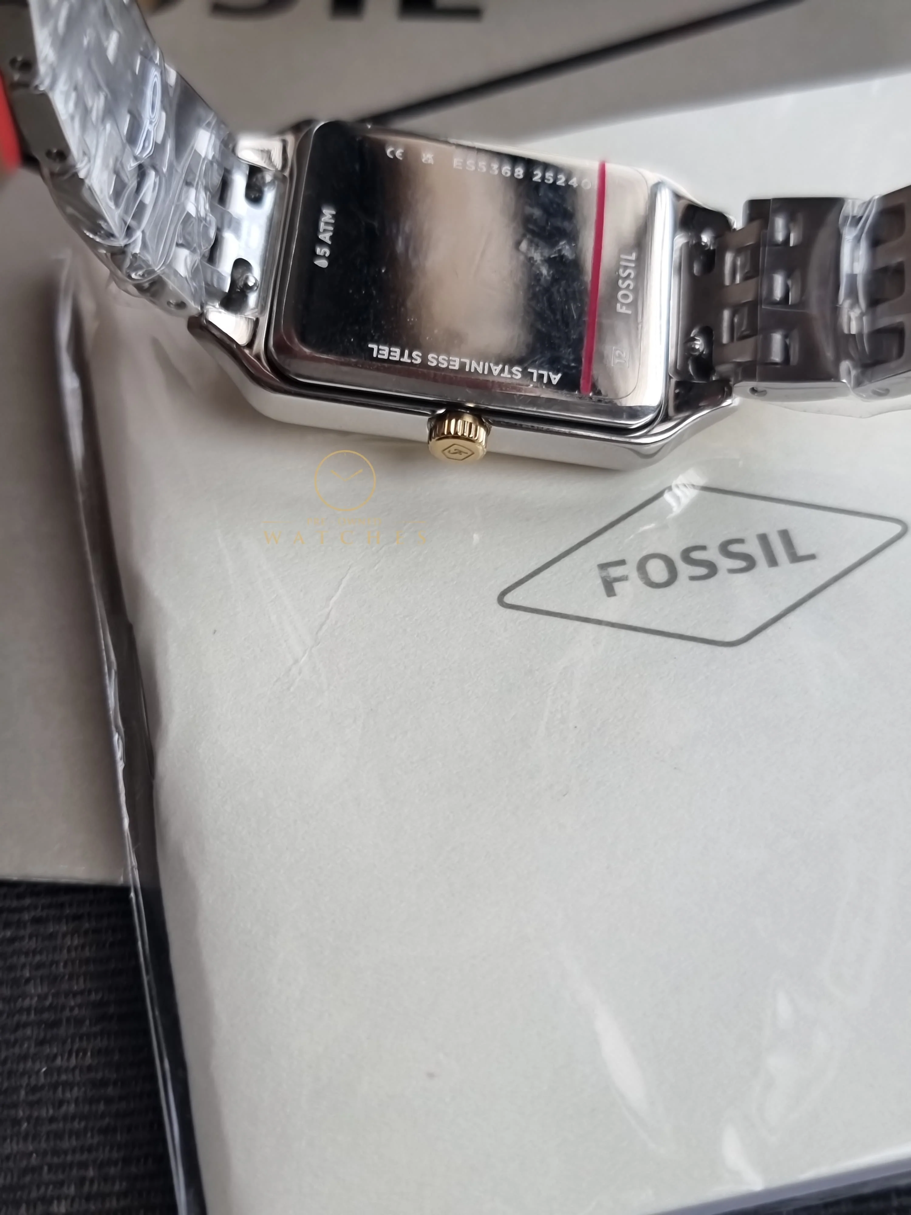 Fossil Women's Raquel Three-Hand Date Silver and Gold Two-Tone Stainless Steel Bracelet Watch (Model: ES5368) - Image 5