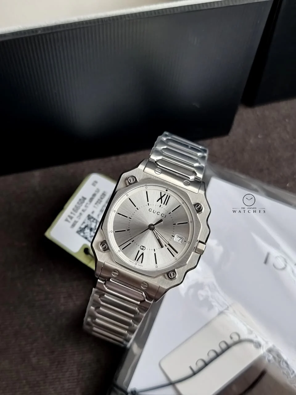Gucci G-Flat Silver Dial Stainless Steel Swiss Quartz Unisex Watch 30mm – YA166504 - Image 4