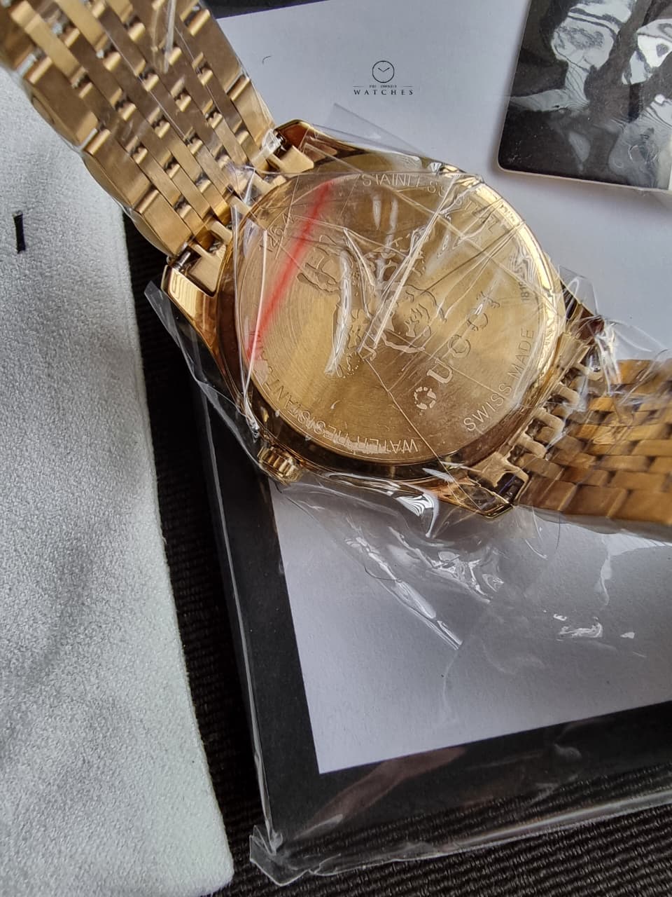 GUCCI G-TIMELESS 36MM GOLD PVD SILVER DIAL SLIM LADIES WATCH YA1264155 - Image 4