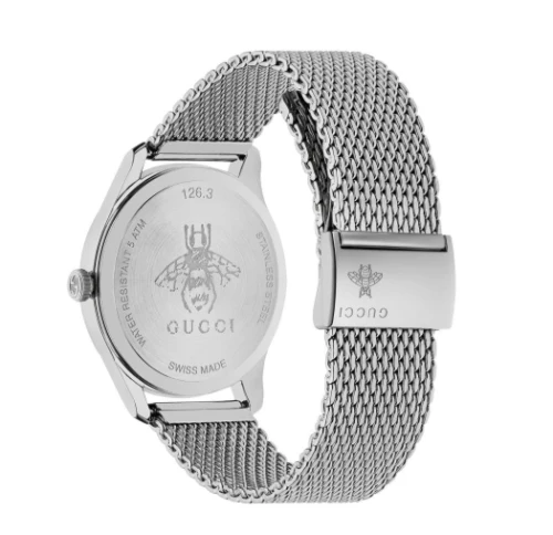 Gucci G-Timeless Moonphase Silver Mesh Bracelet Blue Dial Quartz Watch for Gents – GUCCI YA126328 - Image 3