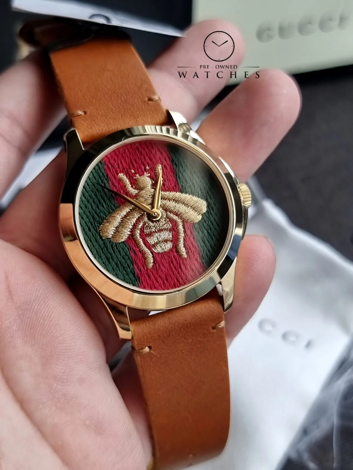 Gucci G-Timelss Analog ETA Quartz Brown Leather unisex-adult Watch(Model:YA126451 - Image 8