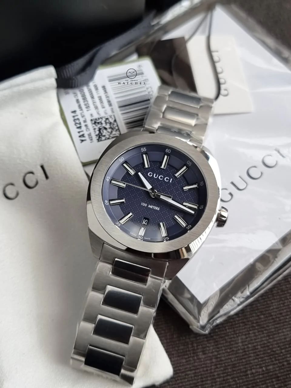 Gucci GG2570 40mm Silver Stainless Steel Blue Dial Swiss Quartz Men's Watch – YA142314 - Image 10