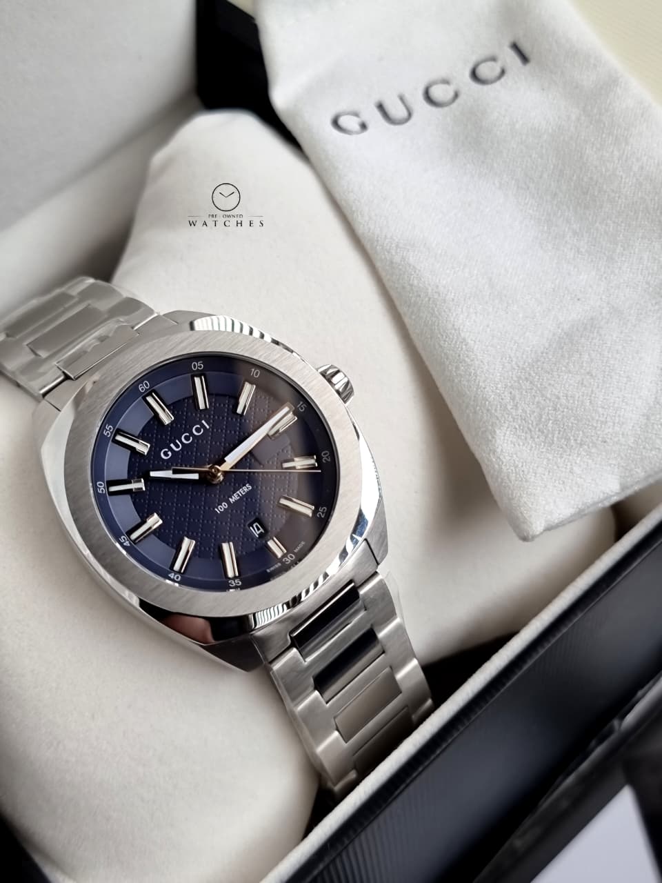 Gucci GG2570 40mm Silver Stainless Steel Blue Dial Swiss Quartz Men's Watch – YA142314 - Image 2