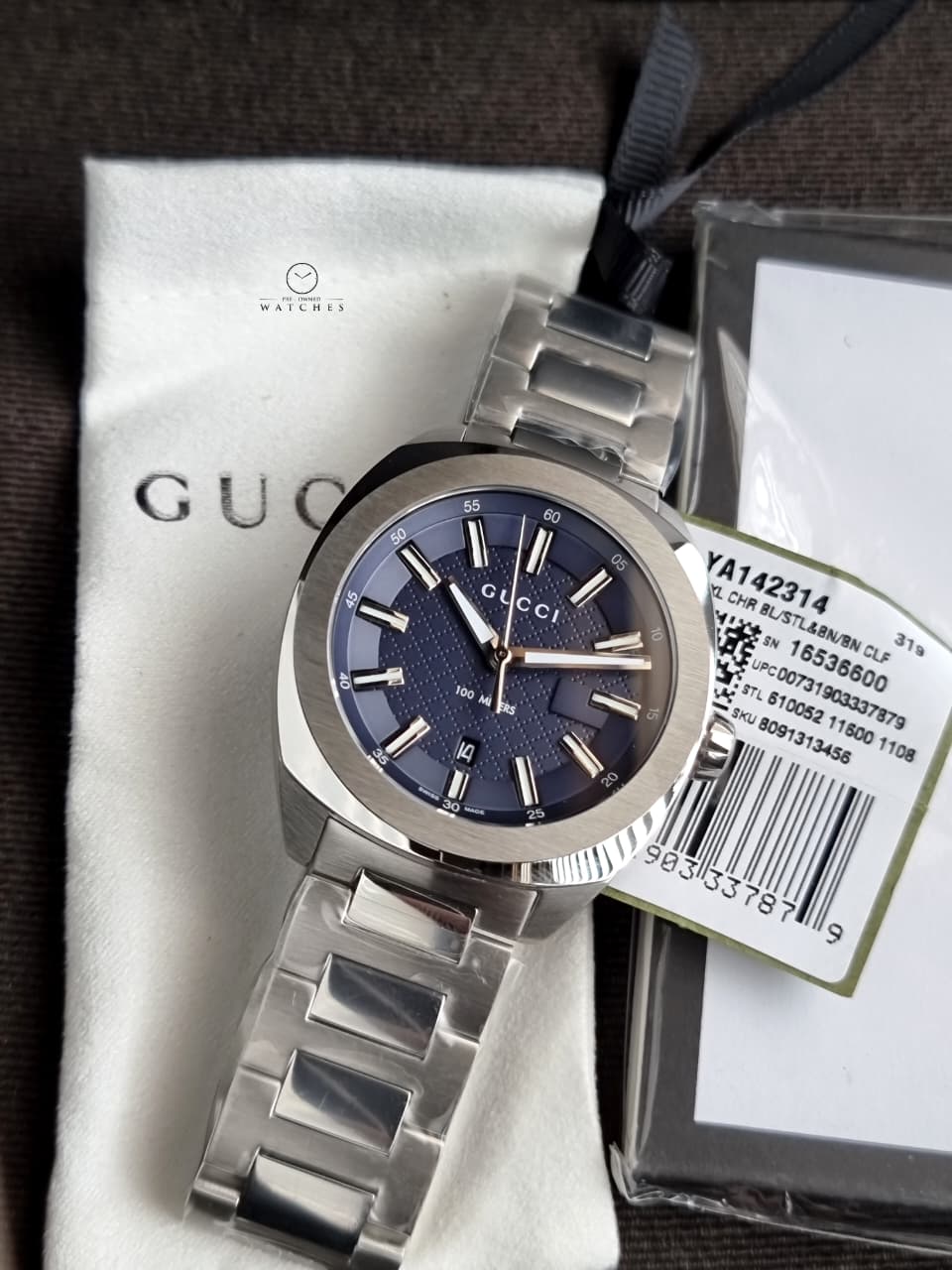 Gucci GG2570 40mm Silver Stainless Steel Blue Dial Swiss Quartz Men's Watch – YA142314 - Image 5