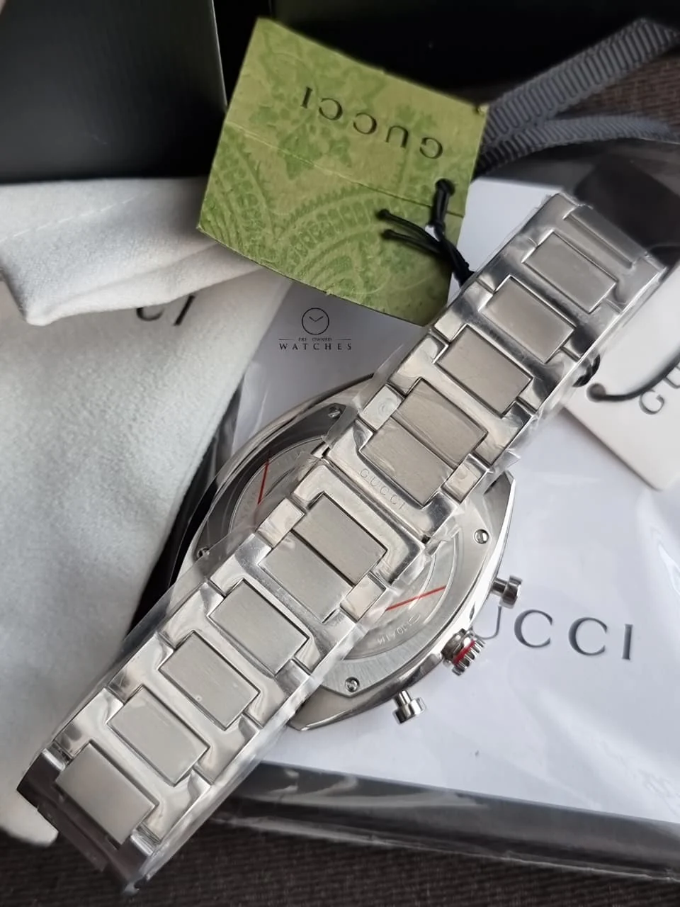 Gucci Interlocking Green Dial Chronograph Stainless Steel Swiss Quartz Men's Watch 41mm – YA142318 - Image 3