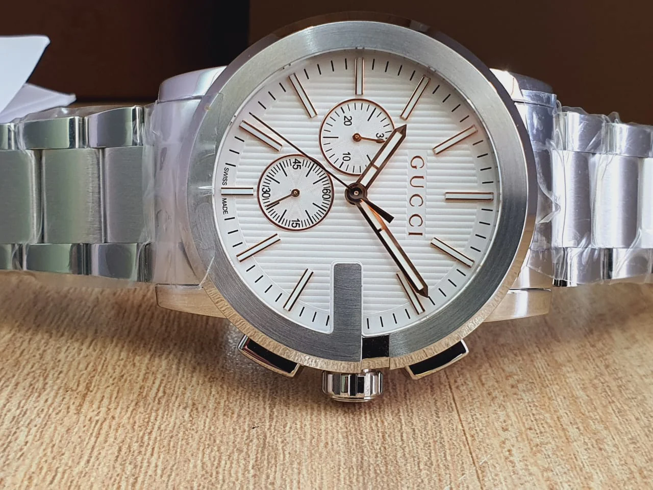 Gucci Men’s Analog Quartz Display Swiss Made Stainless Steel Silver 44mm Watch YA101201 - Image 6