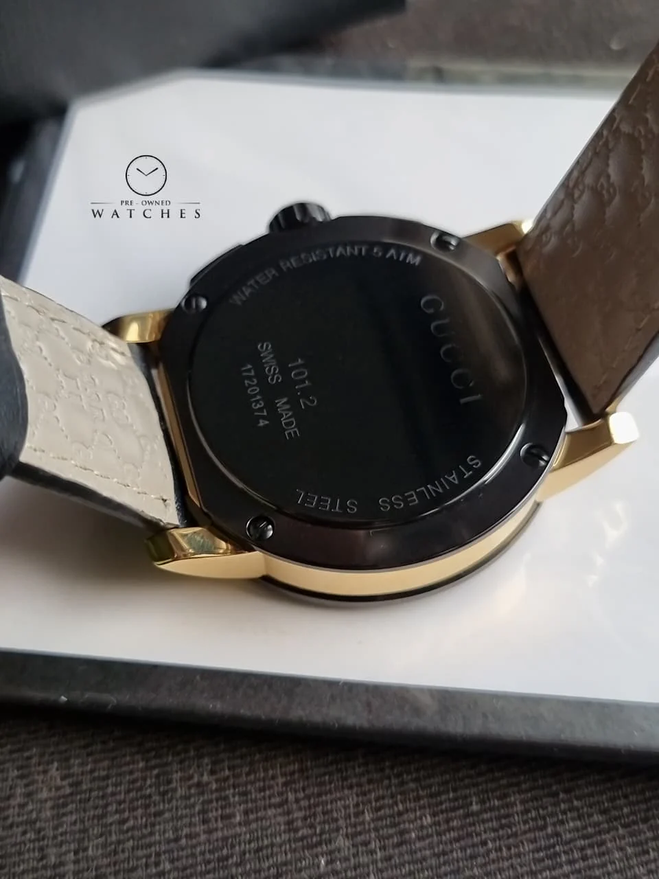 Gucci Men’s Analog Quartz Leather Strap Black Dial 44mm Watch YA101203 - Image 2