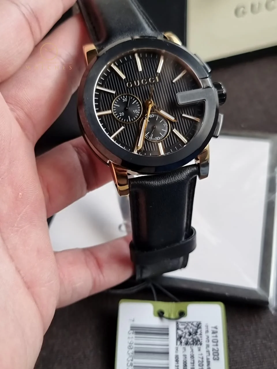 Gucci Men’s Analog Quartz Leather Strap Black Dial 44mm Watch YA101203 - Image 3