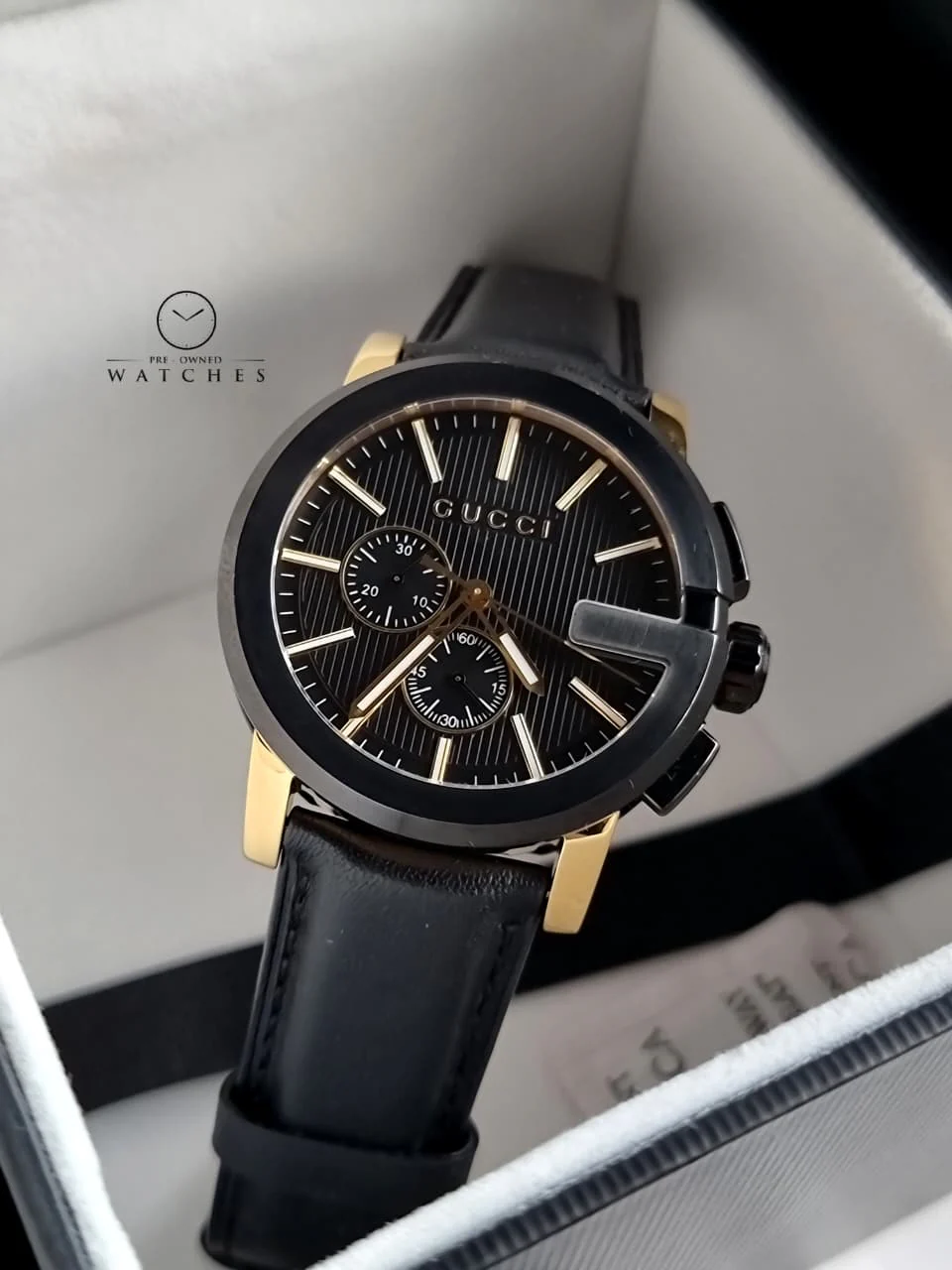 Gucci Men’s Analog Quartz Leather Strap Black Dial 44mm Watch YA101203 - Image 5