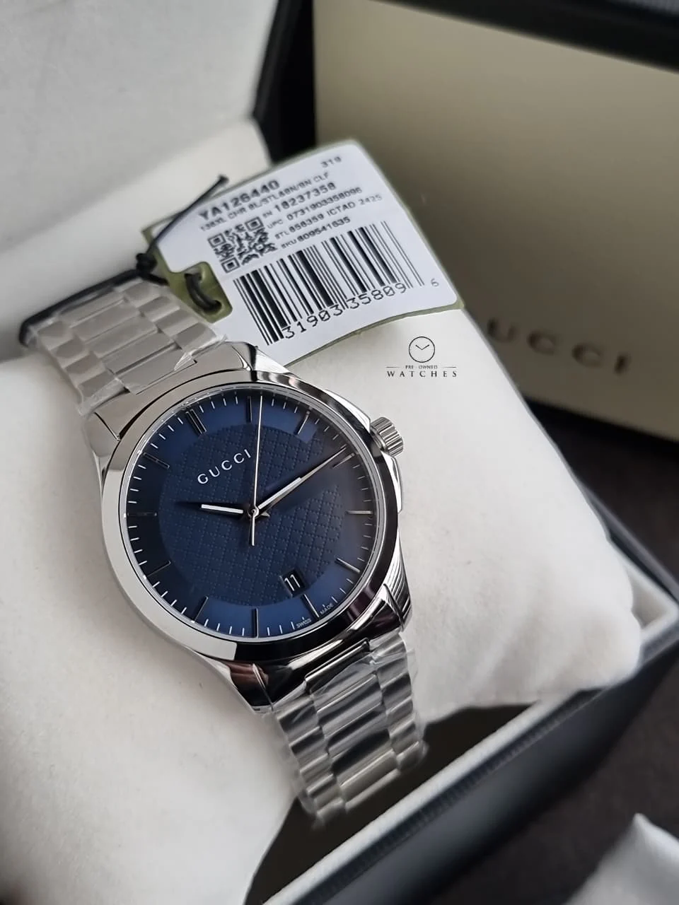 Gucci Men’s Analog Quartz Stainless Steel Blue Dial 38mm Watch YA126440 - Image 6