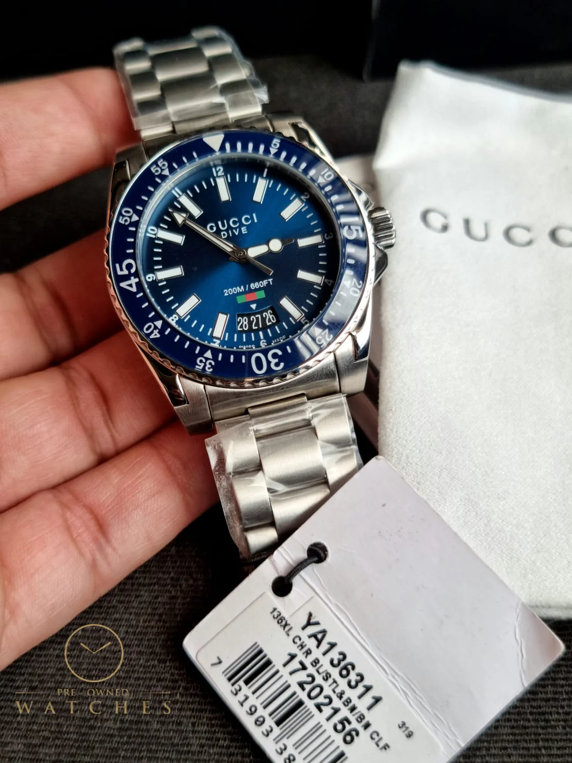 Gucci Men’s Quartz Swiss Made Stainless Steel Blue Dial 40mm Watch YA136311 - Image 7