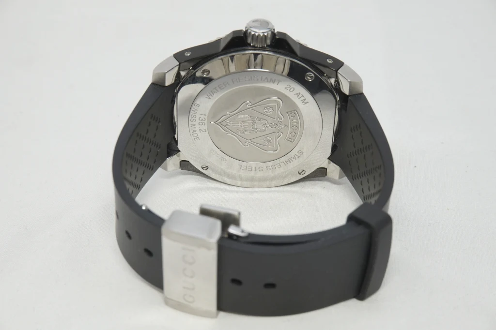 Gucci Men’s Swiss Made Quartz Black Silicone Strap Black Dial 45mm Watch YA136204 - Image 4