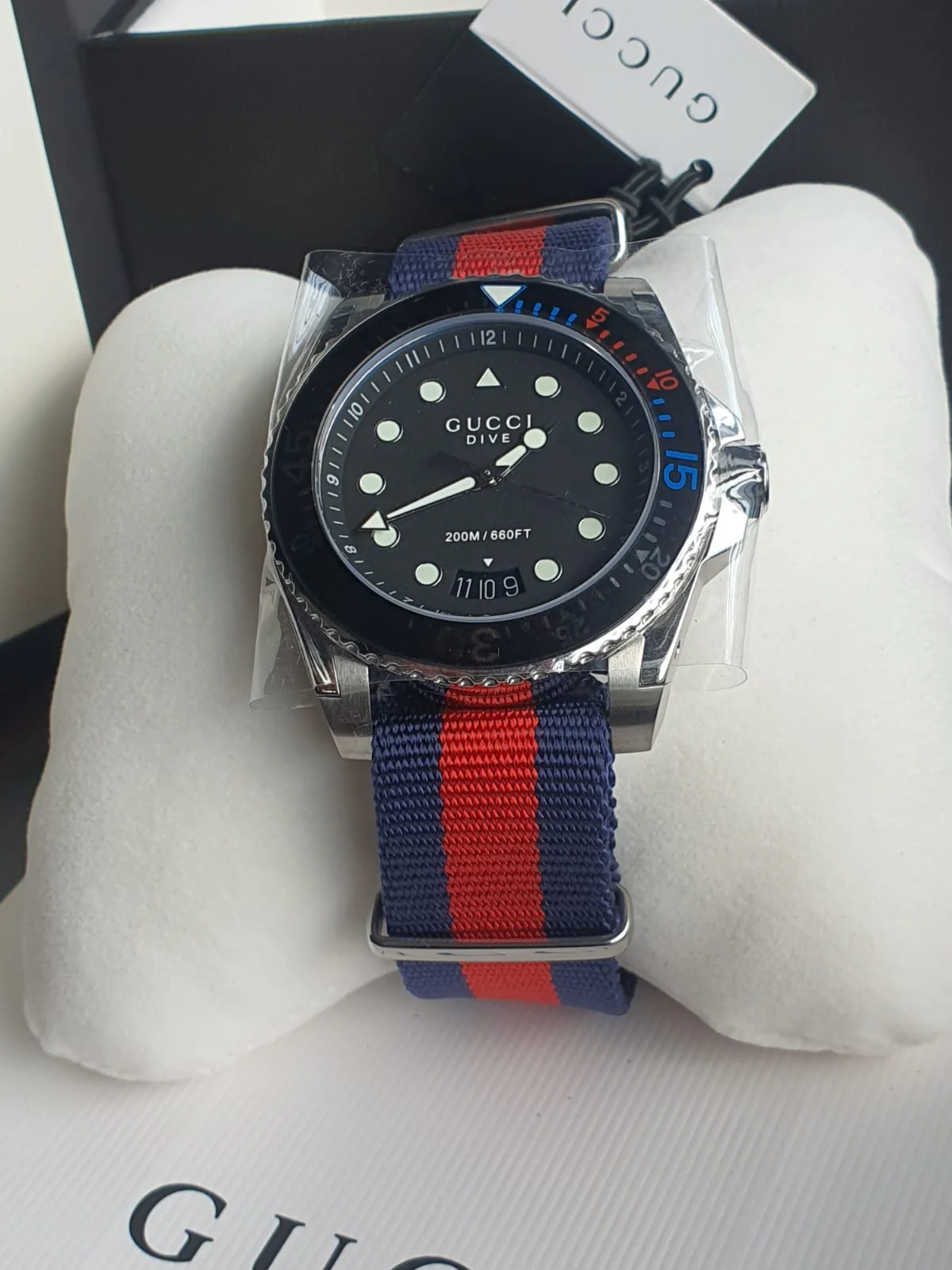 Gucci Men’s Swiss Made Quartz Nylon Strap Black Dial 45mm Watch YA136210 - Image 10