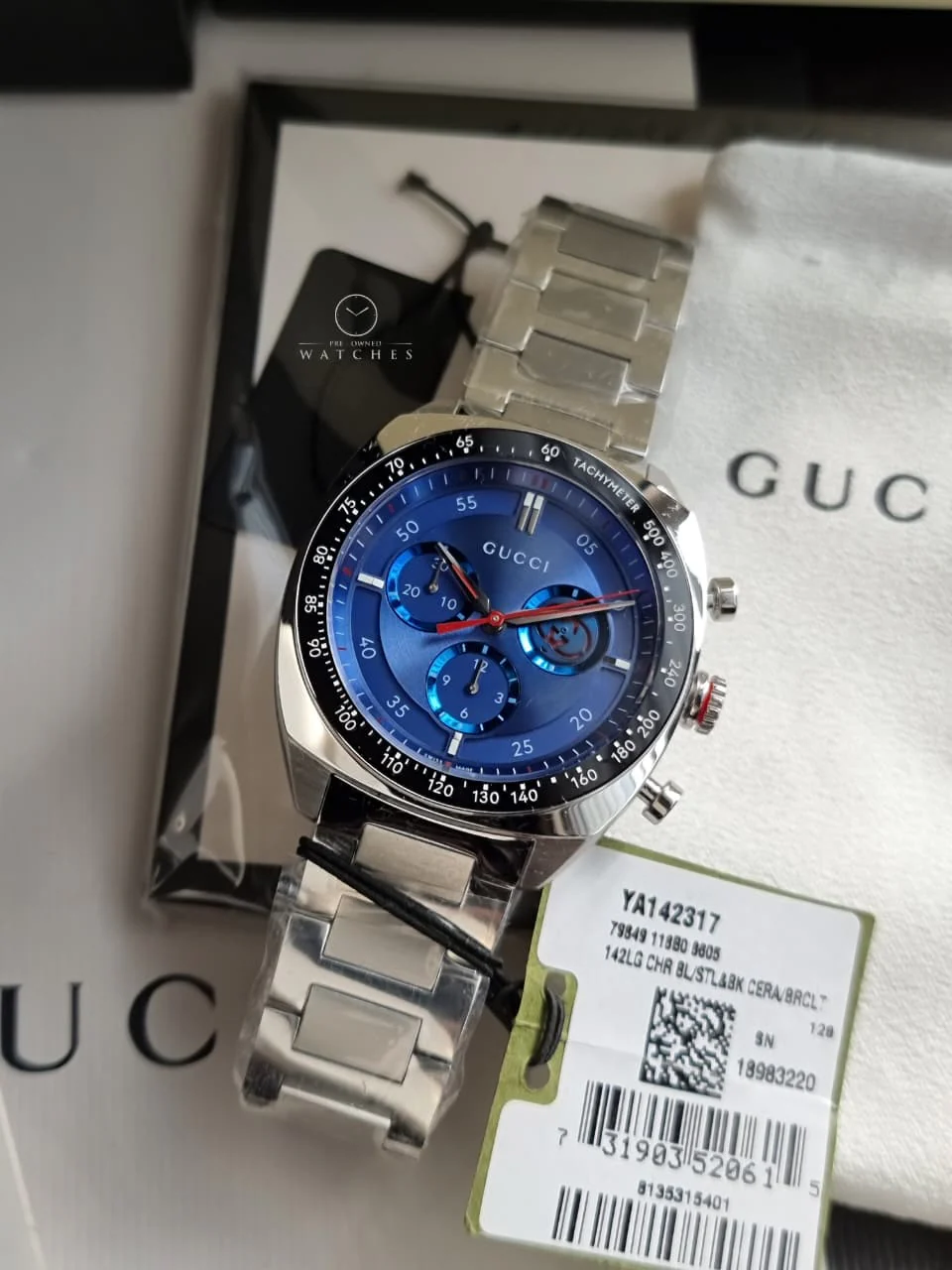 Gucci Men’s Swiss Made Quartz Stainless Steel Blue Dial 41mm Watch YA142317 - Image 7