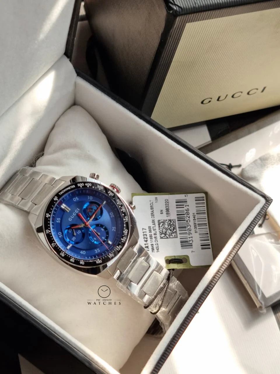 Gucci Men’s Swiss Made Quartz Stainless Steel Blue Dial 41mm Watch YA142317 - Image 8
