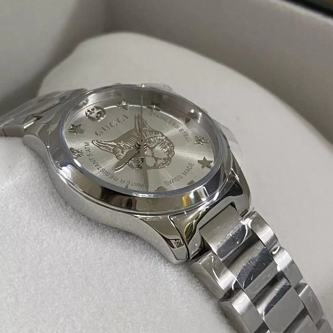Gucci Unisex Swiss Made Quartz Silver Stainless Steel Silver Dial 38mm Watch YA1264095 - Image 4