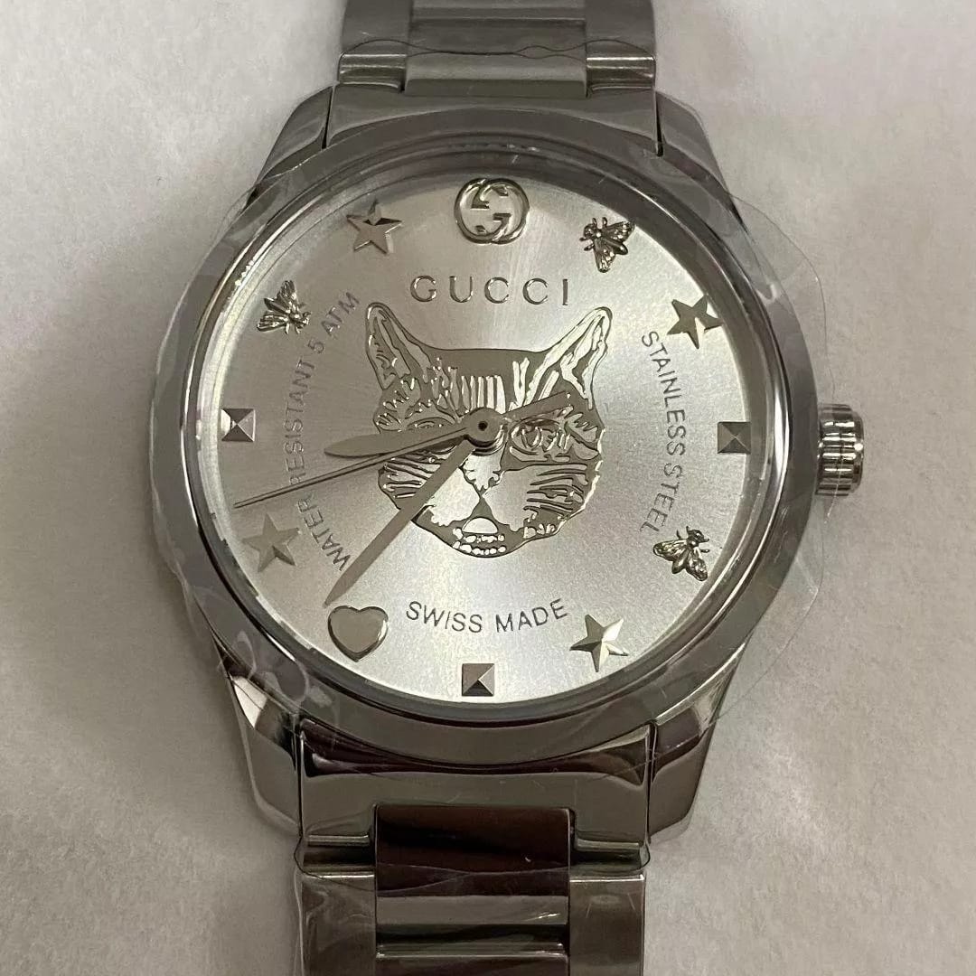 Gucci Unisex Swiss Made Quartz Silver Stainless Steel Silver Dial 38mm Watch YA1264095 - Image 8