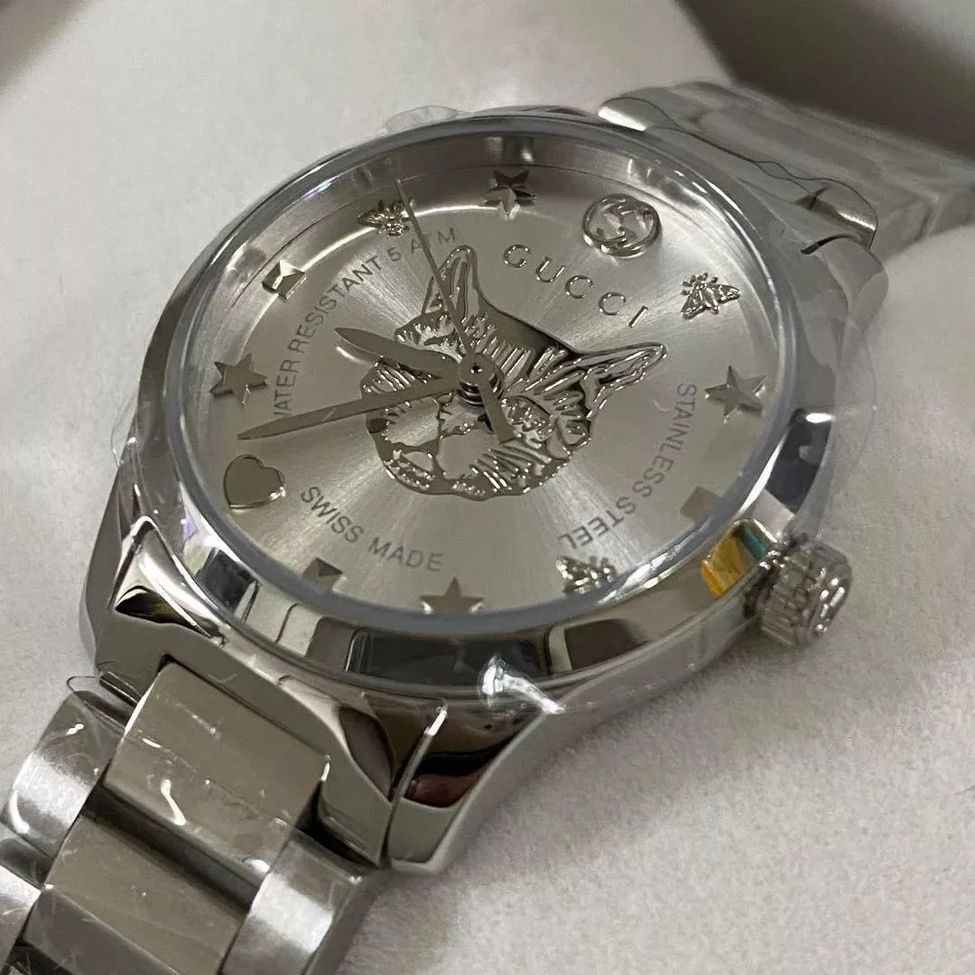 Gucci Unisex Swiss Made Quartz Silver Stainless Steel Silver Dial 38mm Watch YA1264095 - Image 9