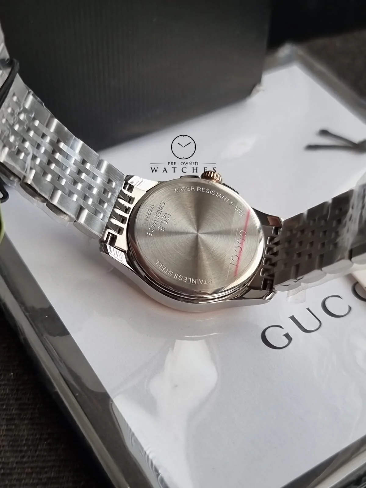 GuGucci Women’s Quartz Two Tone Stainless Steel Pink Mother Of Pearl Dial 27mm Watch YA126536 - Image 2
