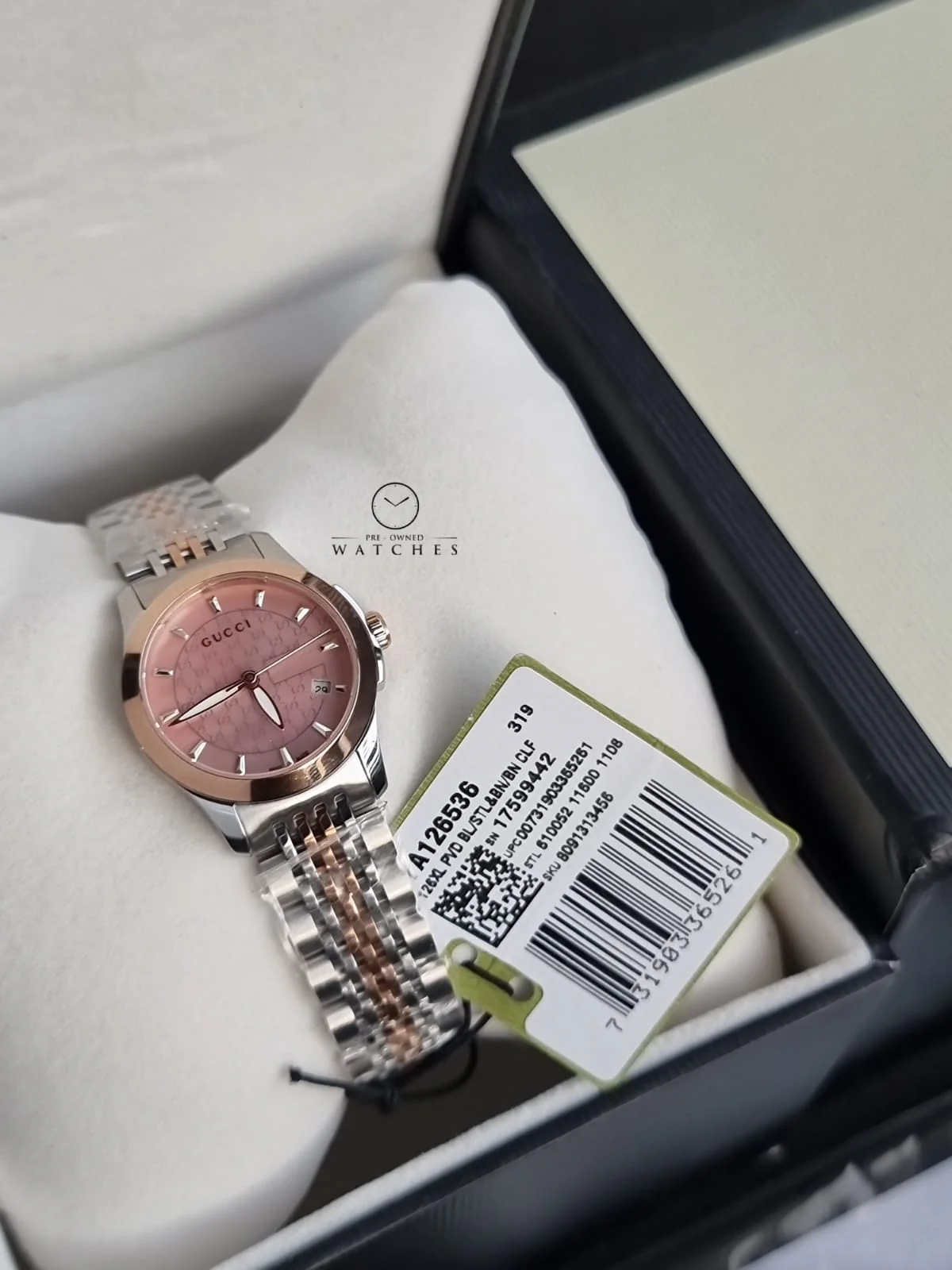 GuGucci Women’s Quartz Two Tone Stainless Steel Pink Mother Of Pearl Dial 27mm Watch YA126536 - Image 3