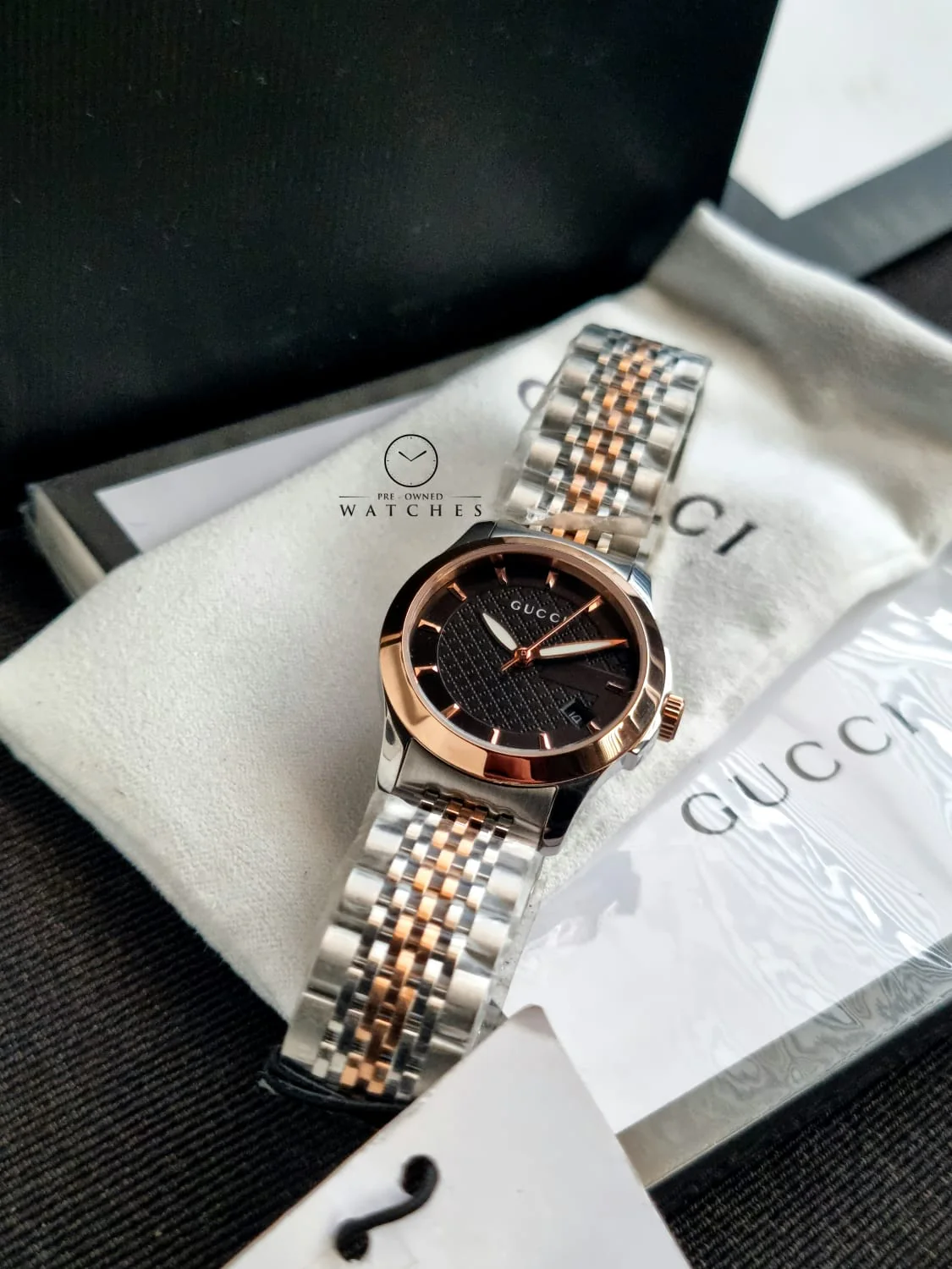 Gucci Women’s Analog Quartz Stainless Steel Swiss Made Black Dial 27mm Watch YA126512 - Image 4