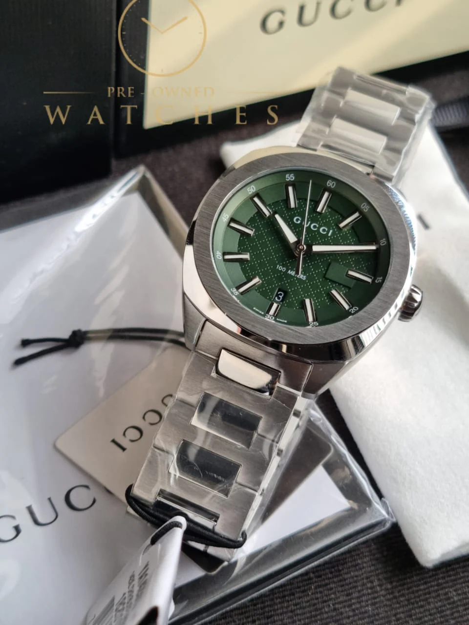 Gucci YA142313 Men's Green Dial Quartz Watch - Image 8
