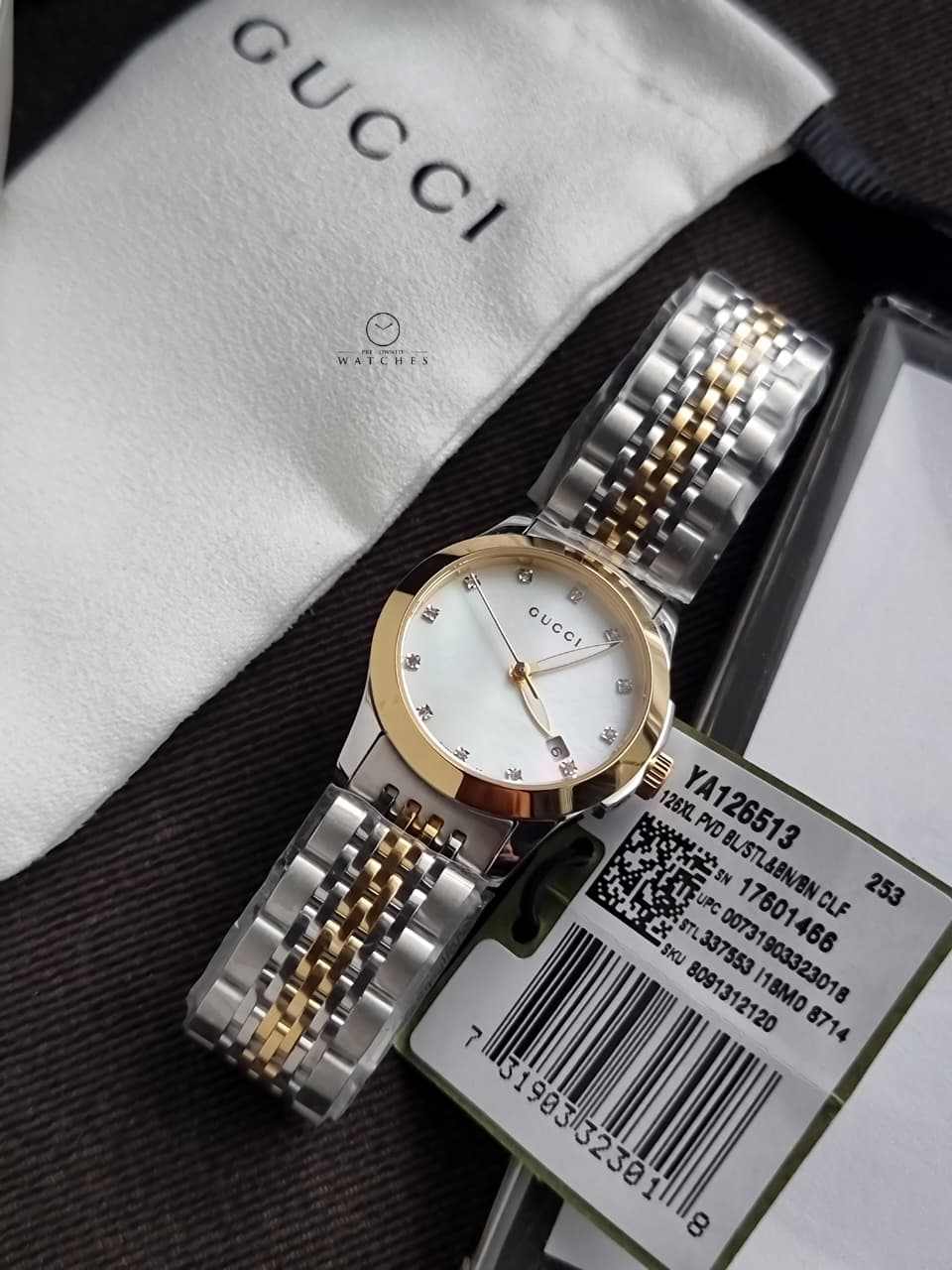 GUCCITimeless Diamond Mother of Pearl Dial Ladies Watch YA126513 - Image 4