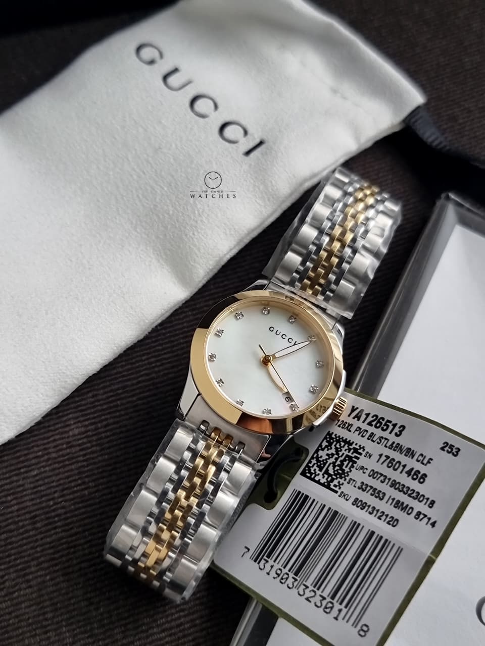 GUCCITimeless Diamond Mother of Pearl Dial Ladies Watch YA126513 - Image 5