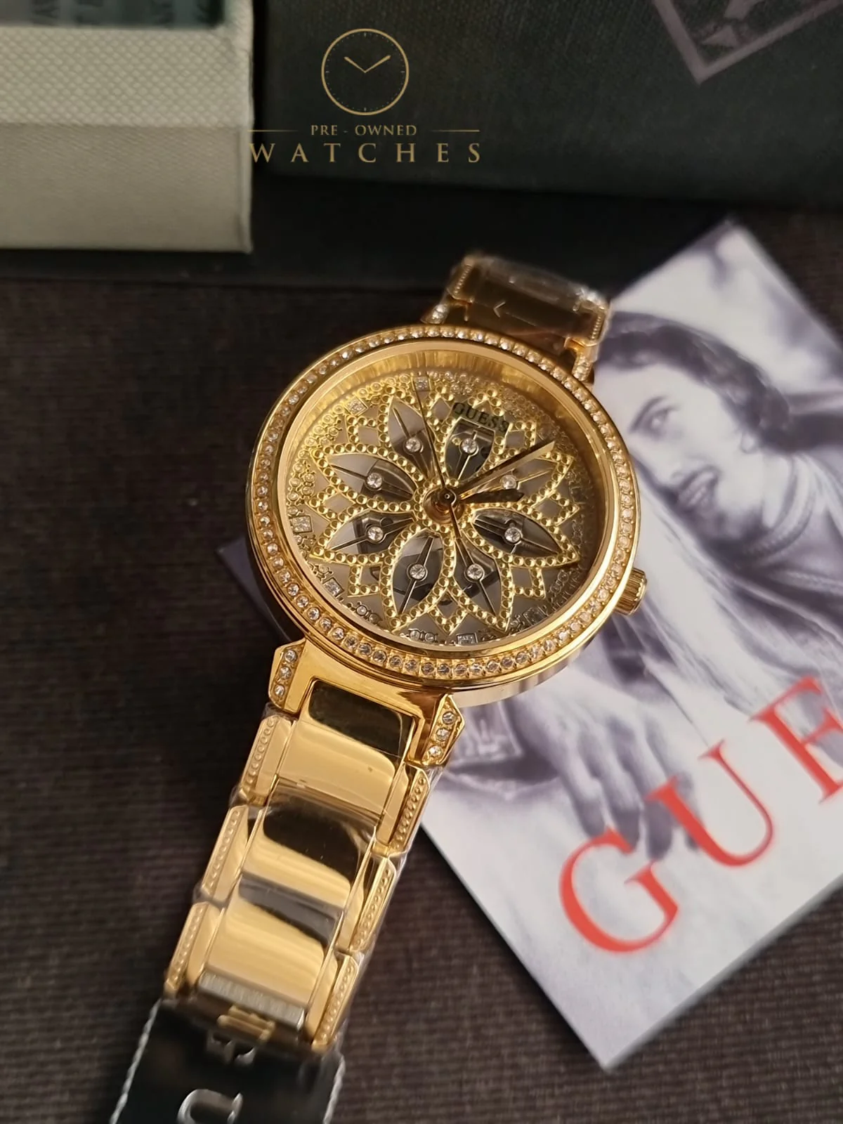 Guess Lily Collection 3 Hand Womens Analog Beige Dial Coloured Quartz Watch, Round Dial with 36 mm Case Width - GW0528L2 - Image 9