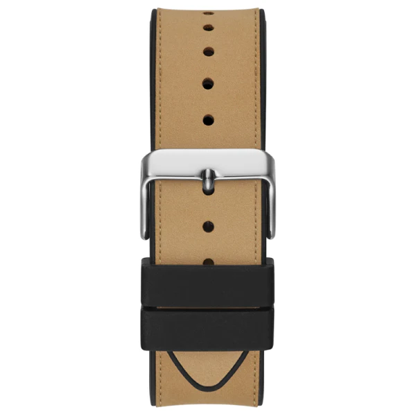 Guess Men’s Quartz Beige Silicone & Leather Strap Black Dial 43mm Watch GW0202G3 - Image 2
