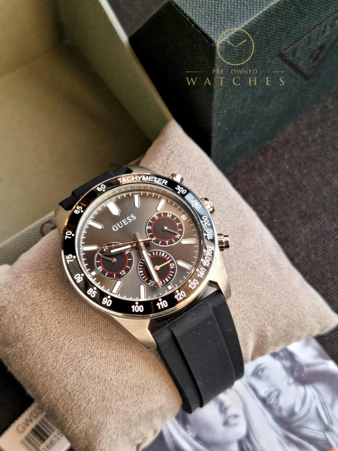 Guess Men’s Quartz Black Silicone Strap Black Dial 42mm Watch GW0332G1 - Image 4
