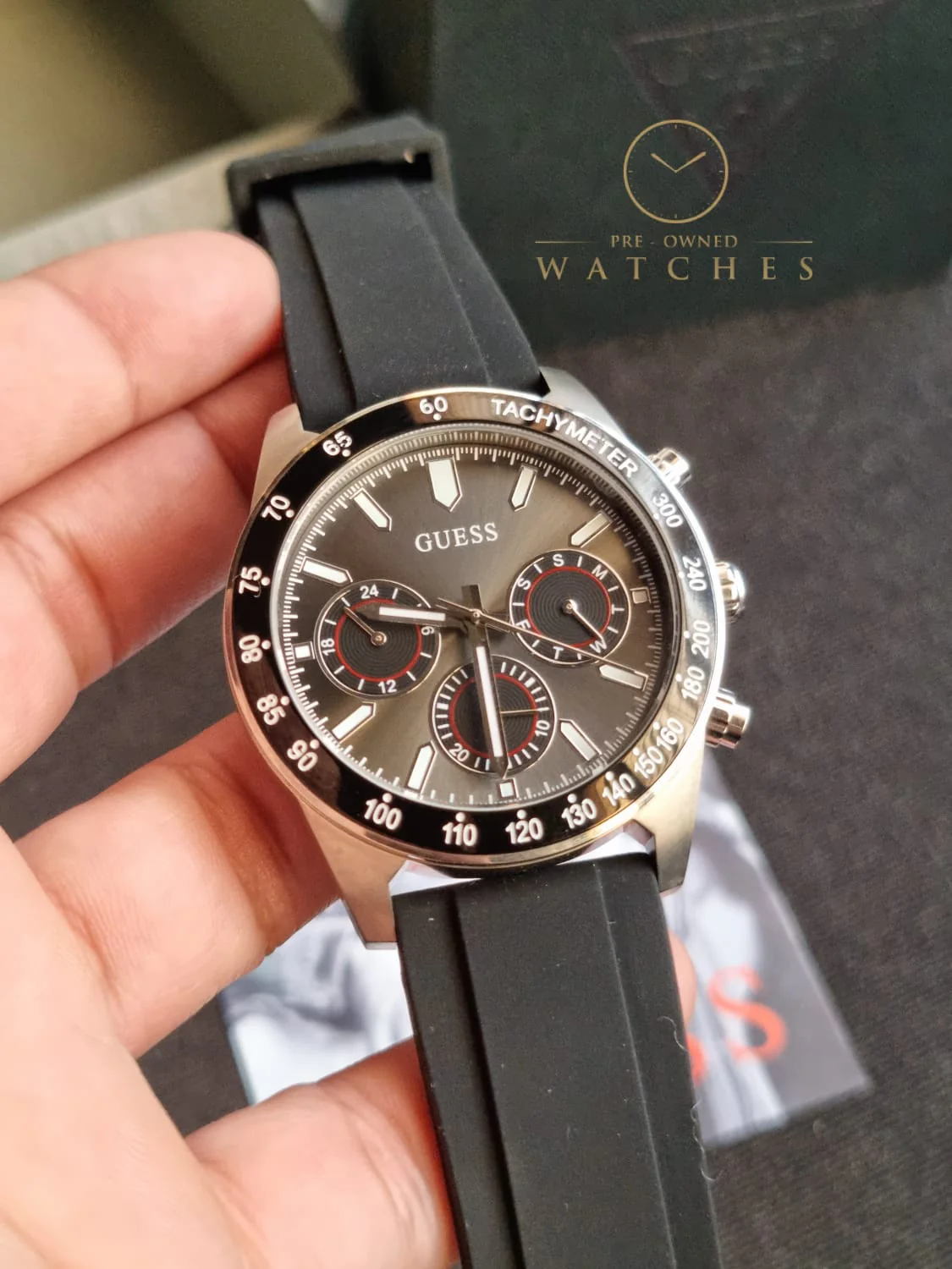 Guess Men’s Quartz Black Silicone Strap Black Dial 42mm Watch GW0332G1 - Image 7