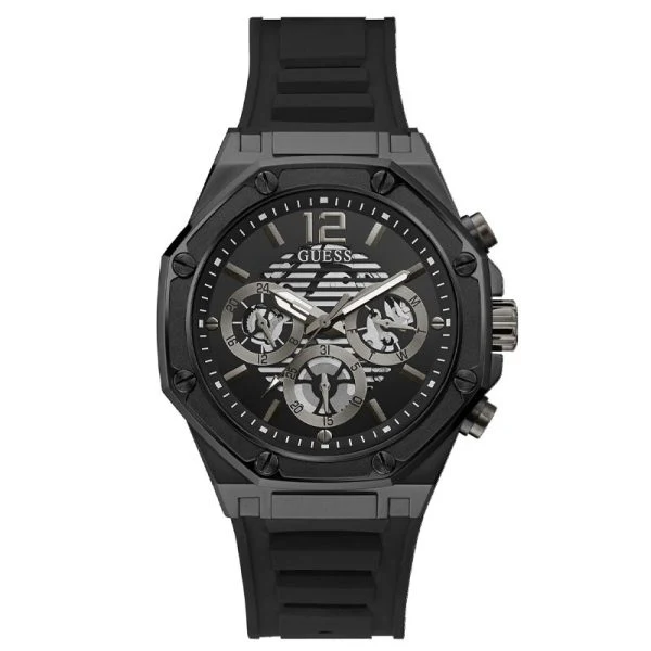 Guess Men’s Quartz Black Silicone Strap Black Dial 44mm Watch GW0263G4