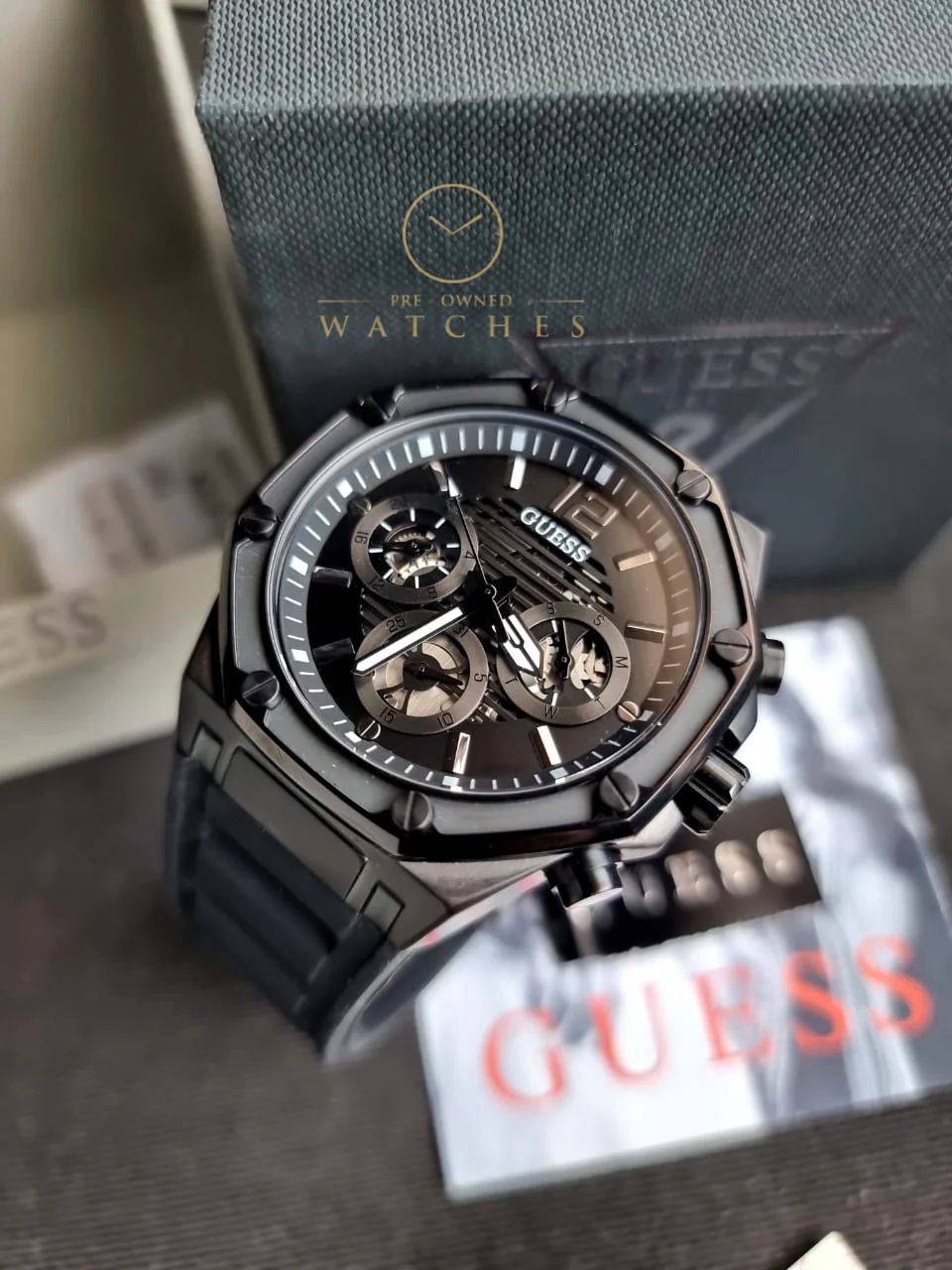 Guess Men’s Quartz Black Silicone Strap Black Dial 44mm Watch GW0263G4 - Image 5