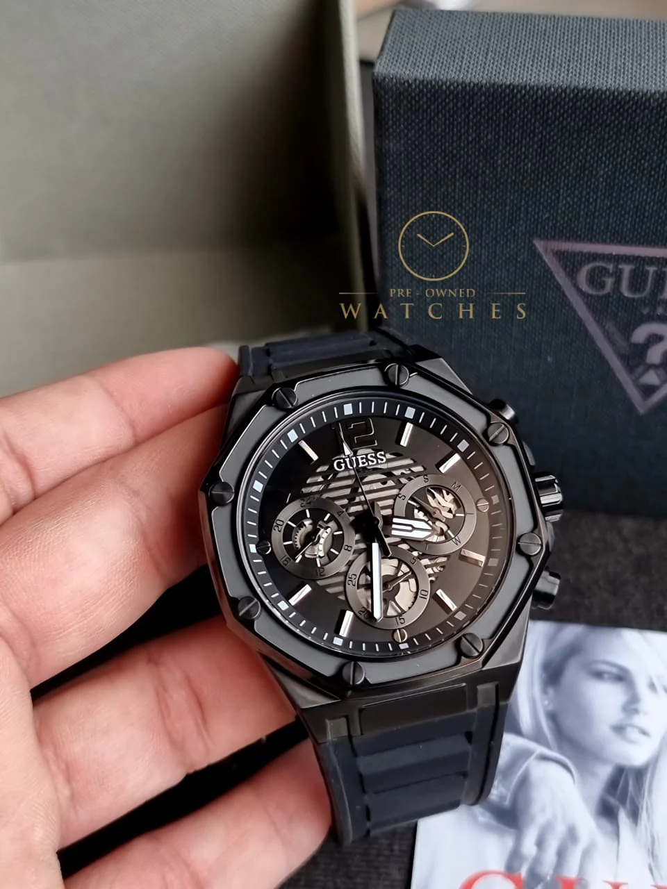 Guess Men’s Quartz Black Silicone Strap Black Dial 44mm Watch GW0263G4 - Image 6