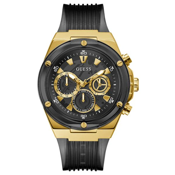 Guess Men’s Quartz Black Silicone Strap Black Dial 46mm Watch GW0425G1