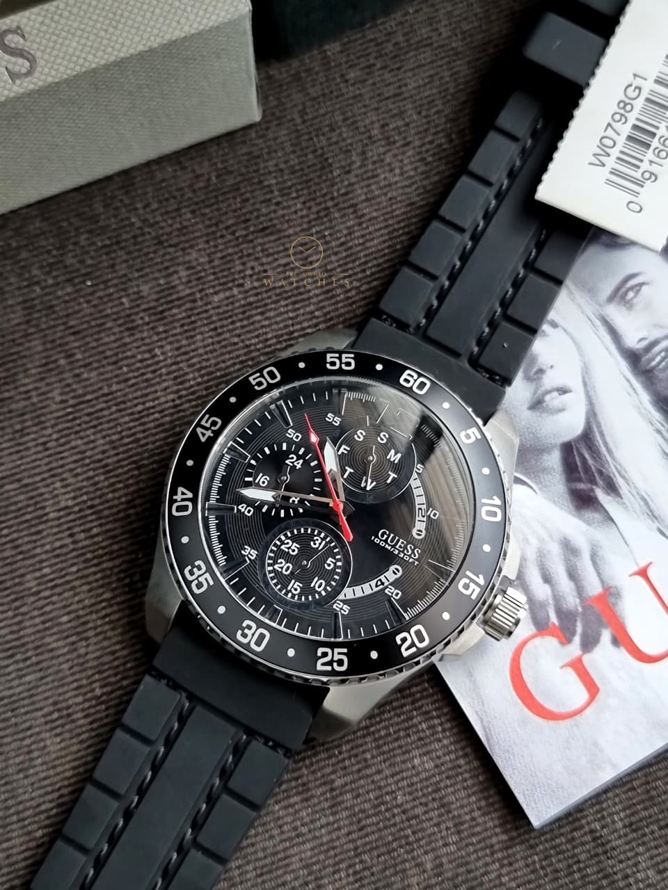 Guess Men’s Quartz Black Silicone Strap Black Dial 46mm Watch W0798G1 - Image 5
